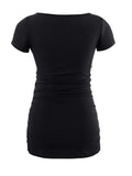 Liu & Qu Womens Maternity Classic Side Ruched T-Shirt Tops Mama Pregnancy Clothes