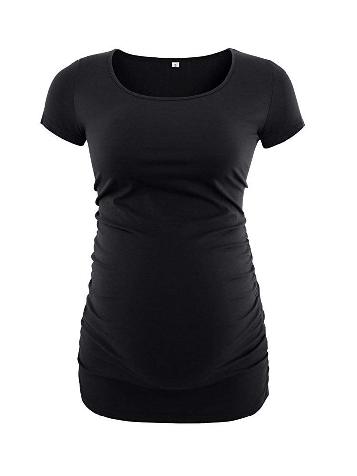 Liu & Qu Womens Maternity Classic Side Ruched T-Shirt Tops Mama Pregnancy Clothes