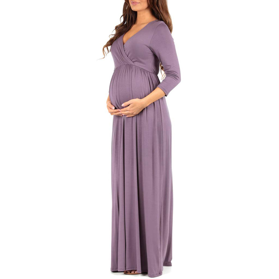 Women's Wraped Ruched Maternity Dress - Made in USA
