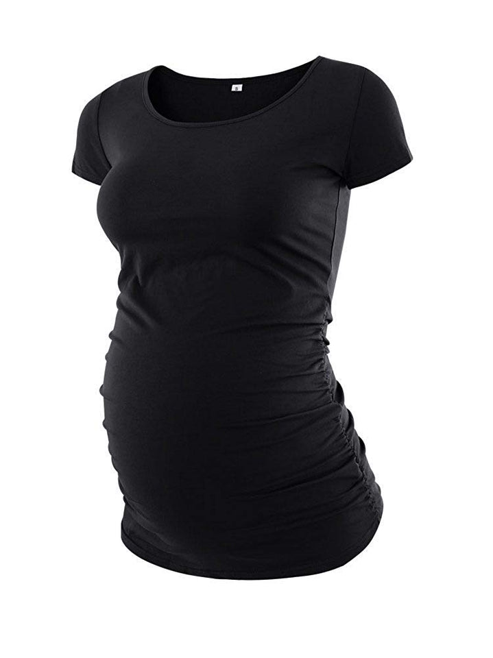 Liu & Qu Womens Maternity Classic Side Ruched T-Shirt Tops Mama Pregnancy Clothes