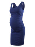 Liu & Qu Women's Maternity Sleeveless Tank Dresses Side Ruching Bodycon Dress For Daily Wearing Or Baby shower