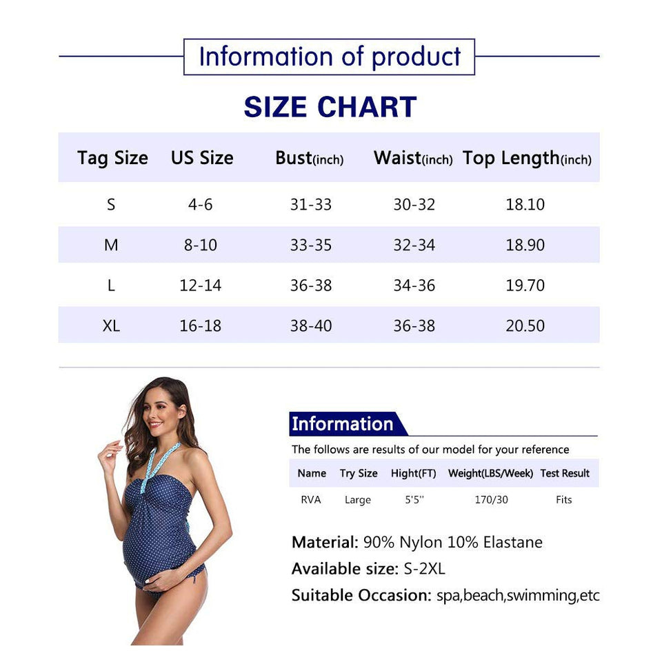 Halter Women's Maternity Tankini Polka Dot Two Piece Swimsuit