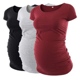 Liu & Qu Womens Maternity Classic Side Ruched T-Shirt Tops Mama Pregnancy Clothes