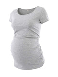 Liu & Qu Womens Maternity Classic Side Ruched T-Shirt Tops Mama Pregnancy Clothes