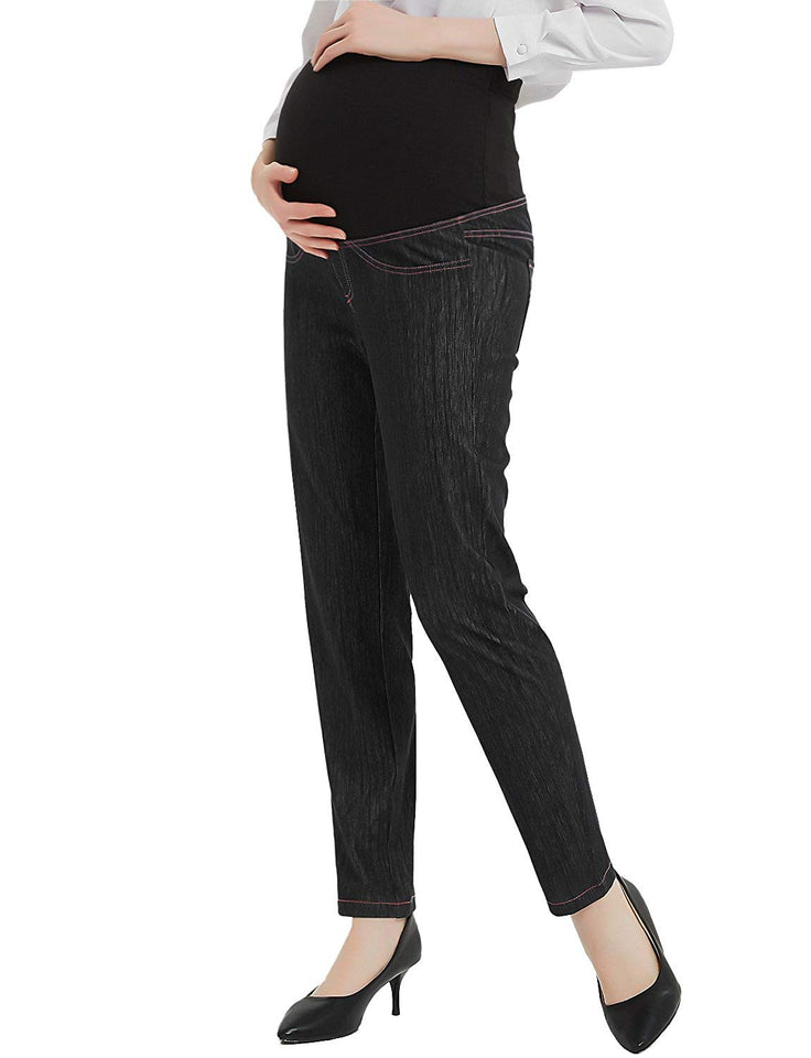 Bhome Maternity Jeans Stretch High Waisted Pants,Dress Pants for Work Career Office Pants