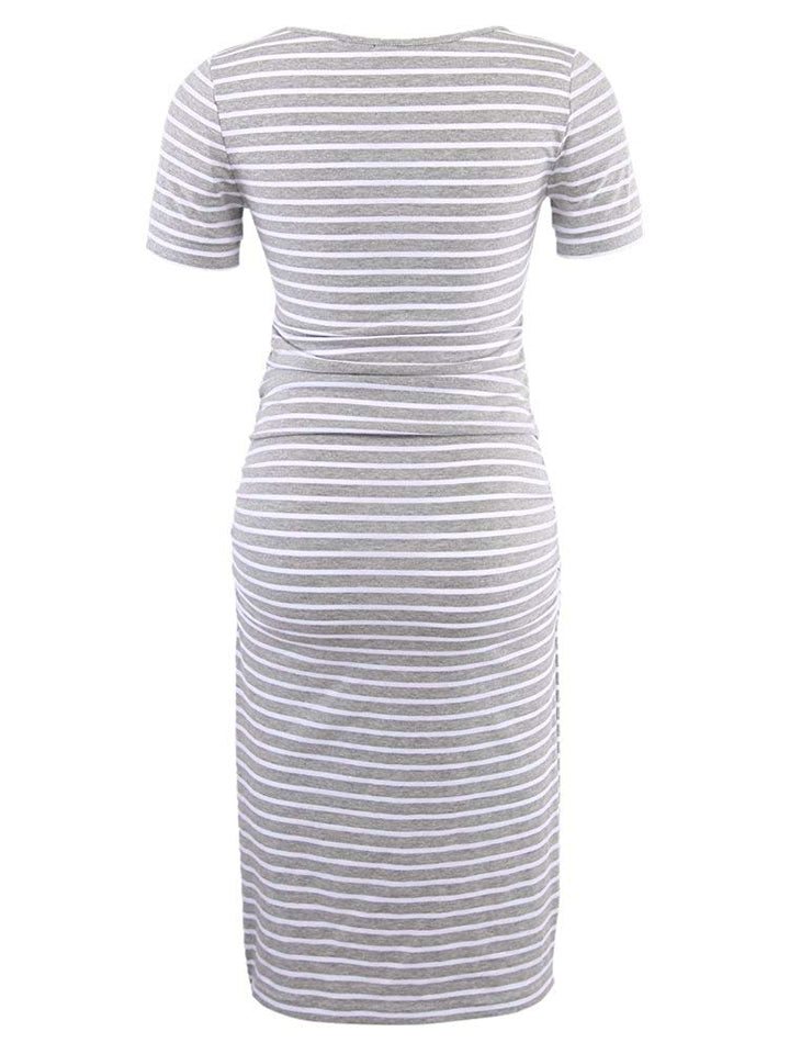 Liu & Qu Women's Maternity Bodycon Ruched Side Dress Casual Short & 3/4 Sleeve Dress For Daily Wearing Or Baby Shower