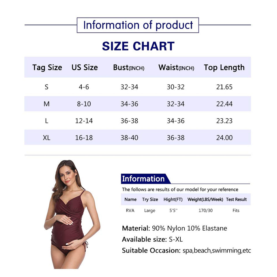 Solid Women's Maternity Swimsuit Retro Plum Wrap Front Tankini