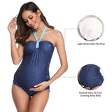 Halter Women's Maternity Tankini Polka Dot Two Piece Swimsuit
