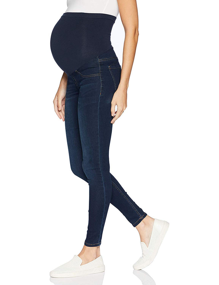 Motherhood Maternity Women's Maternity Indigo Blue French Terry Secret Fit Belly Denim Jegging