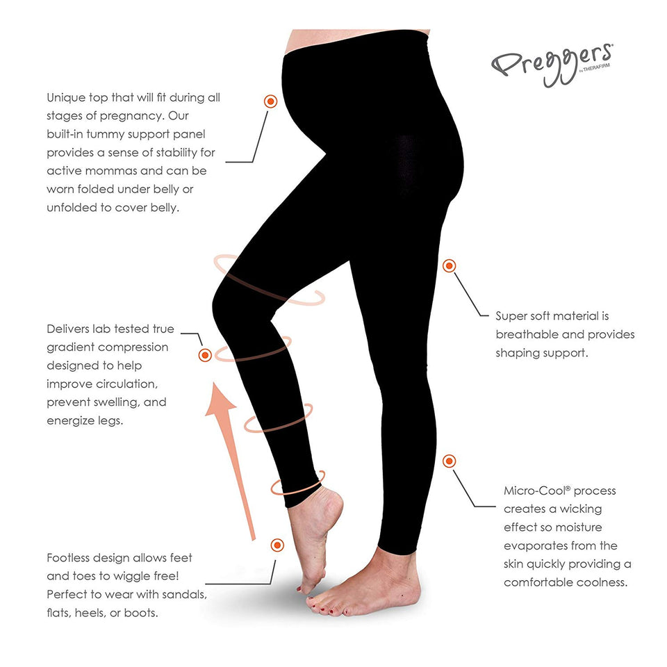 Preggers Maternity Leggings - 10-15 mmHg for Pregnancy