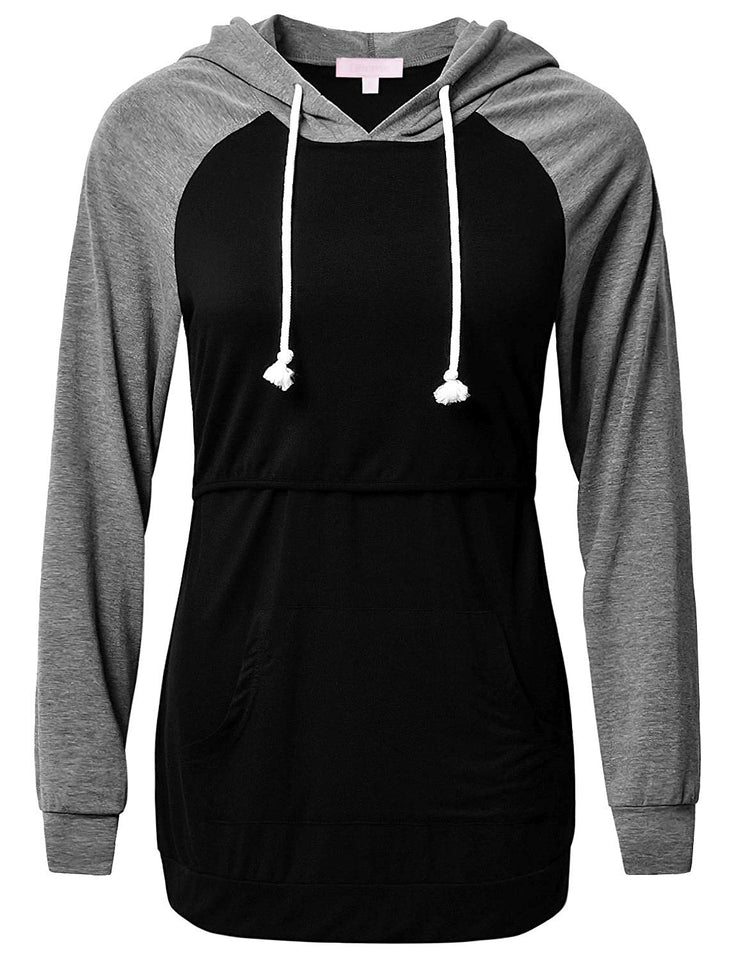 Women's Nursing Hoodie Sweatshirt Long Sleeves Casual Maternity Top Breastfeeding Clothes