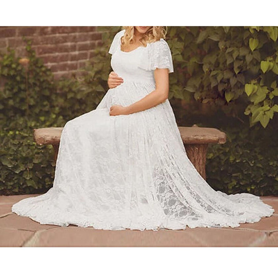 COSYOU Maternity Dress Sexy Off Shoulder Gown Dress Women