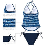 Halter Neck Maternity Tankini Tie-dye Striped Swimsuit Set