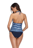 Halter Neck Maternity Tankini Tie-dye Striped Swimsuit Set