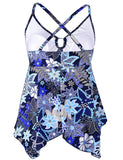 Mycoco Women's Front Tie Swim Top Cross Back Tankini Top Flowy Swimdress Tummy Control