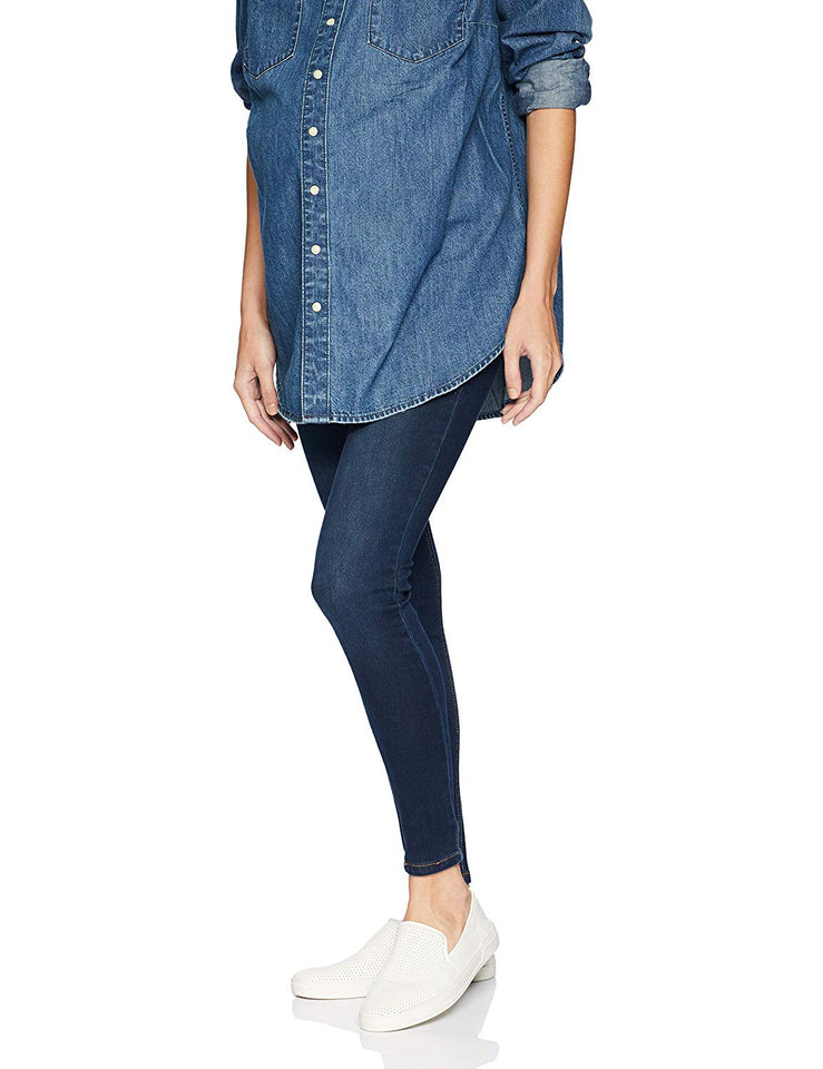 Motherhood Maternity Women's Maternity Indigo Blue French Terry Secret Fit Belly Denim Jegging